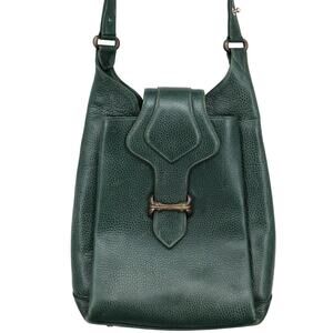 Elizabeth Rand Bag Womens Green Leather Shoulder Strap Handbag Vintage Rare